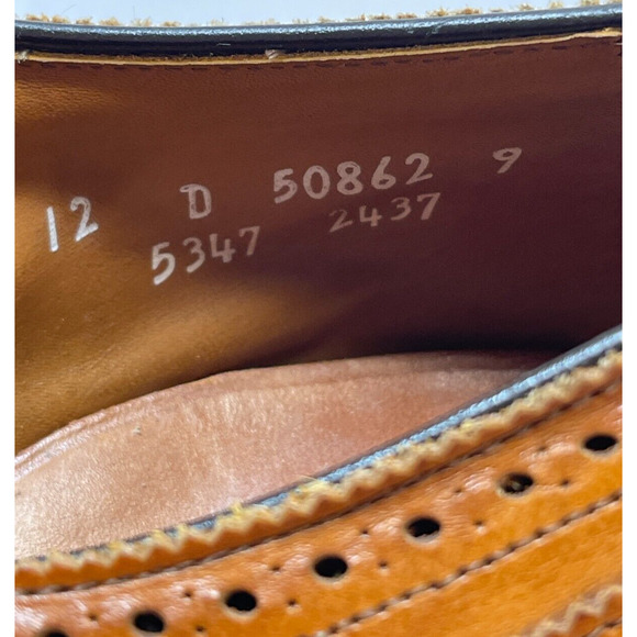 ALLEN EDMONDS Sanford Tan Cap-Toe Derby Dress Shoe Size 12 D shoe trees … - Picture 6 of 10